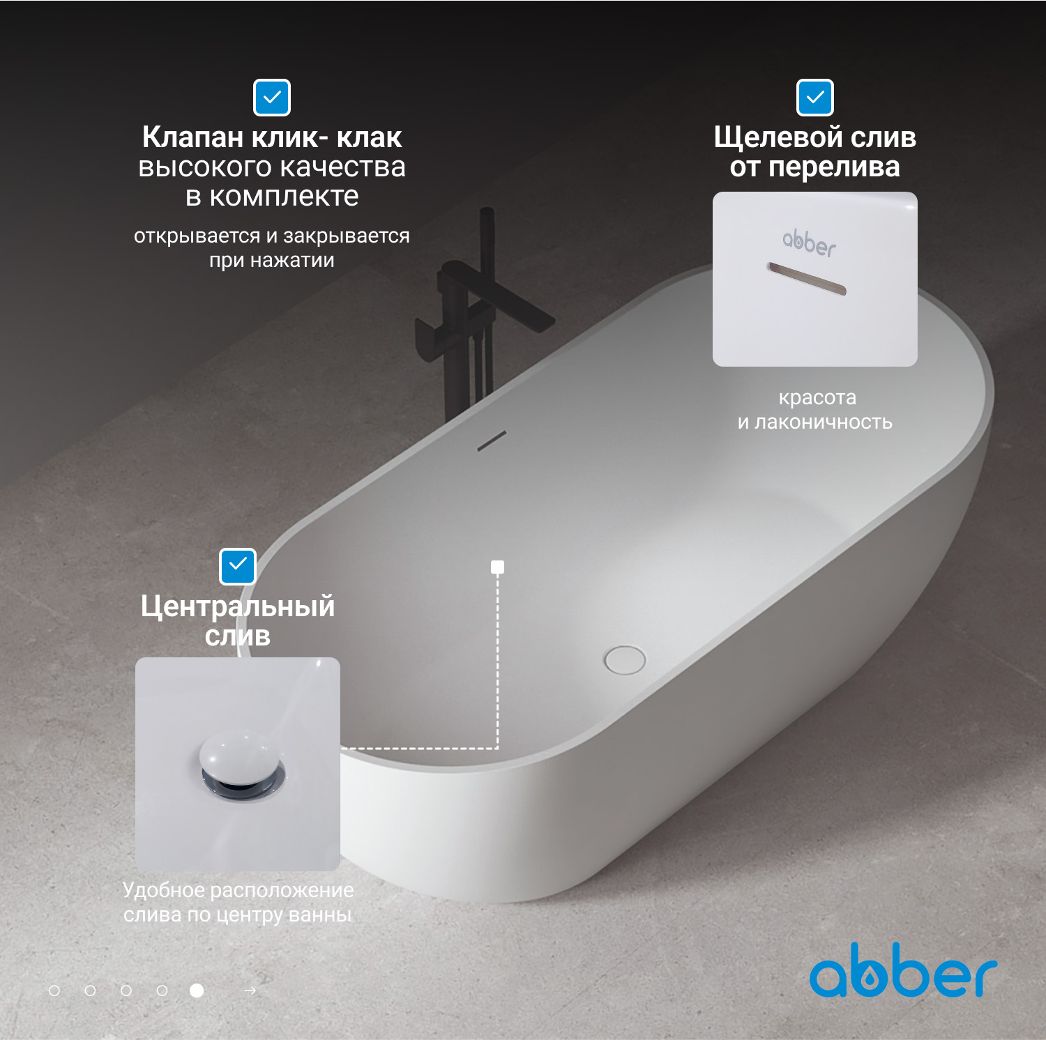 Акриловая ванна ABBER AB9241MW белая матовая - Gidratop.ru изображение
