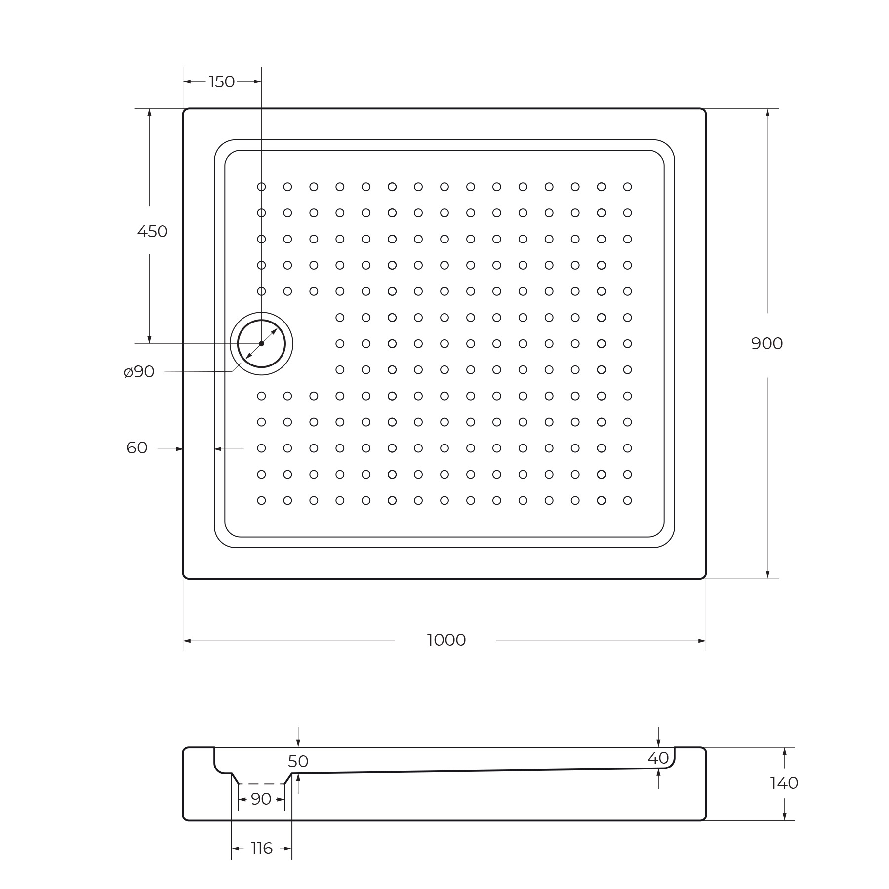 Акриловый поддон CEZARES TRAY-A-AH-100/90-15-W - Gidratop.ru изображение