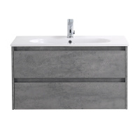 KRAFT База под раковину подвесная с двумя выкатными ящиками, Cemento Grigio, 1000x460x500, KRAFT-1000-2C-SO-CG - Gidratop.ru изображение