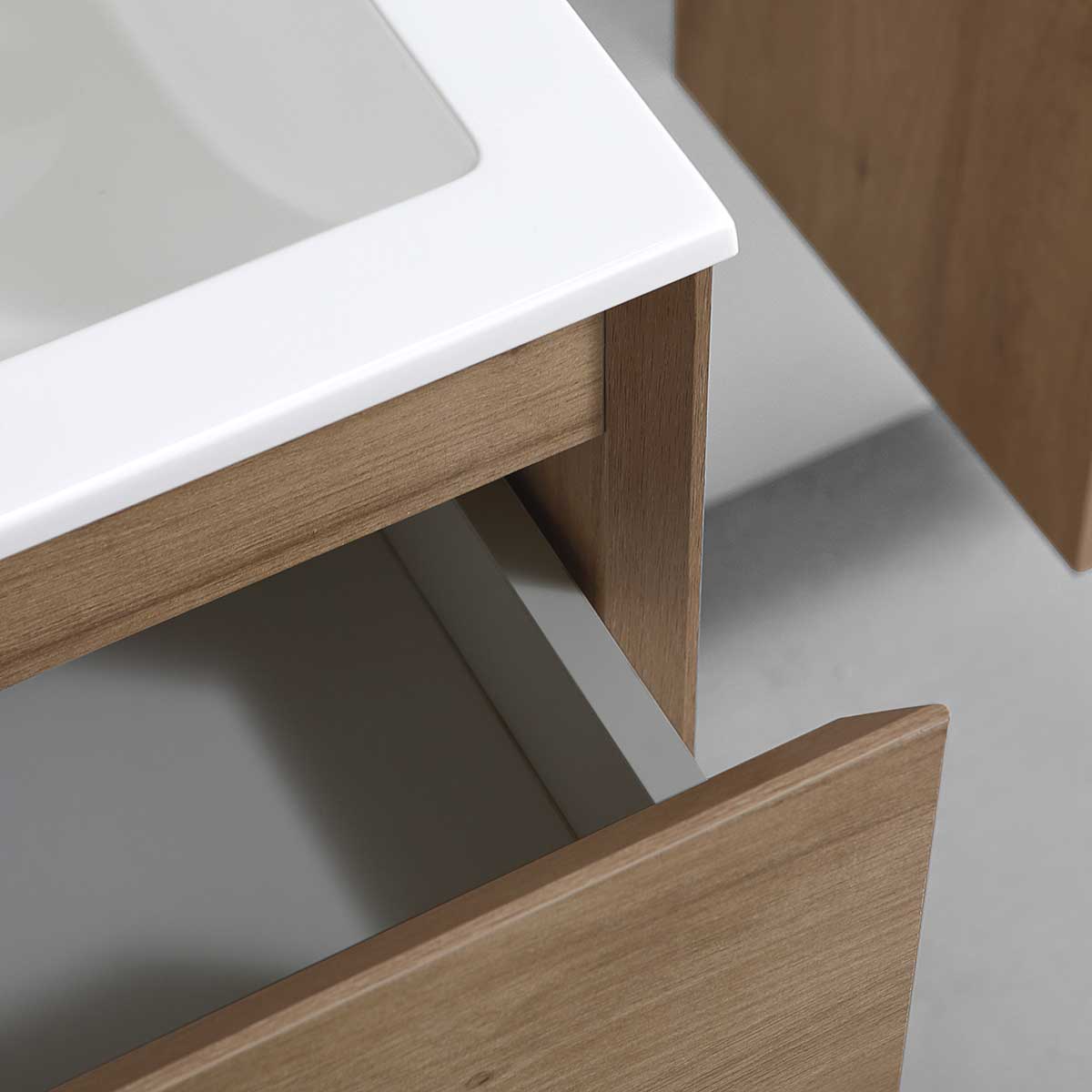База под раковину Luka 600 подвесная, 2 выкатных ящика soft-close, N.Oak - Gidratop.ru изображение