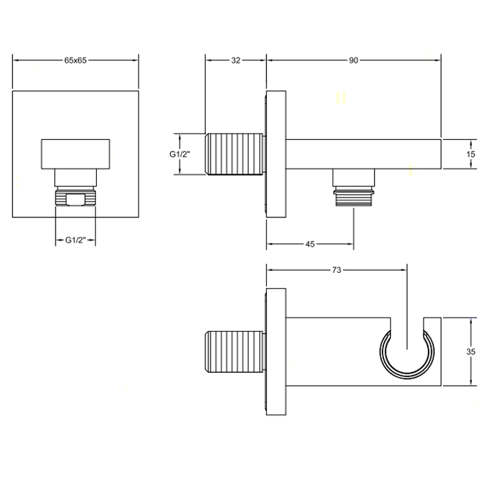 Gessi Rettangolo вывод воды с держателем для душевой лейки, цвет: хром - Gidratop.ru изображение