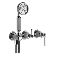 GESSI VENTI20 смеситель встраиваемый, однорычажный, с переключателем на 2 положения, с ручным душем и шлангом 1500 мм., внешняя часть, цвет хром - Gidratop.ru изображение