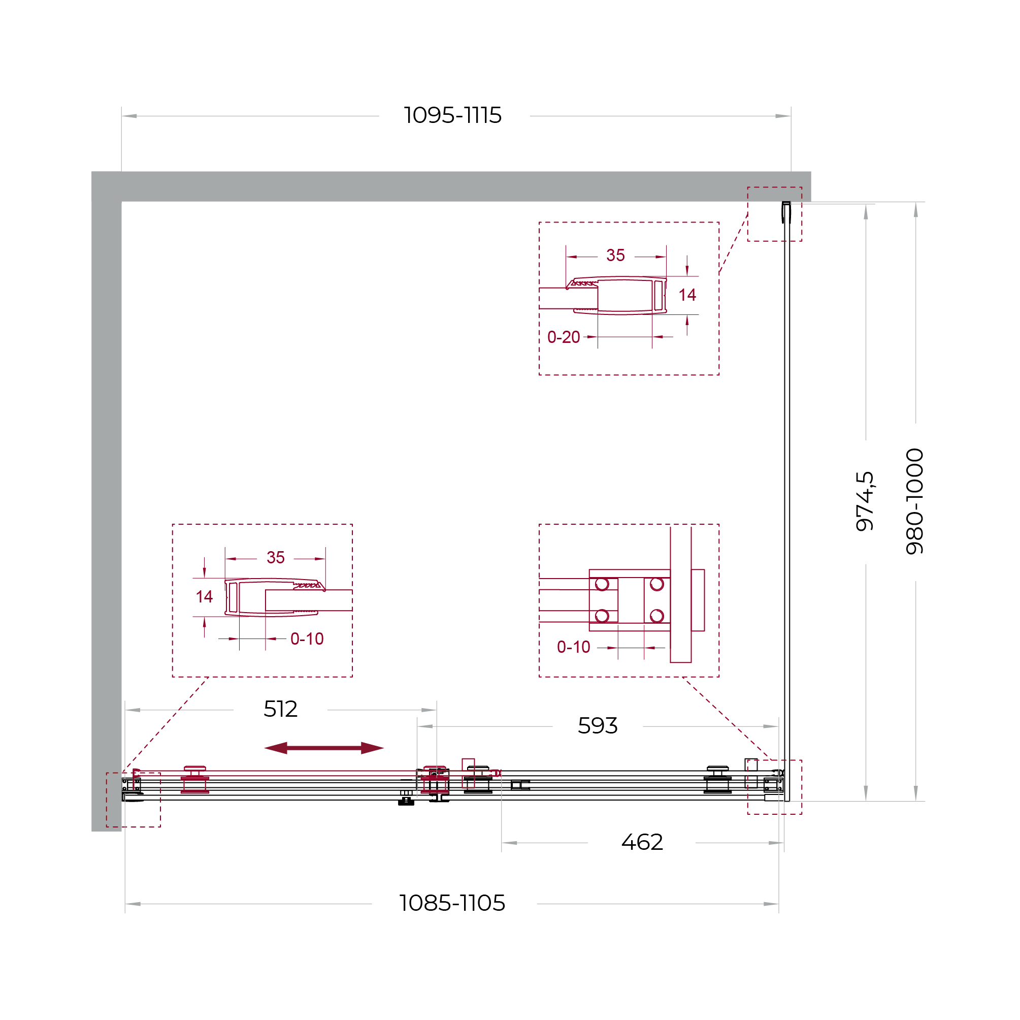 Душевой уголок BelBagno SOFT_CLOSE-2-AH-1-110/100-C-GM - Gidratop.ru изображение