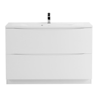 MARINO База под раковину напольная с двумя выкатными ящиками, Bianco Lucido, 1200x450x805, MARINO-1200-2C-PIA-BL-P - Gidratop.ru изображение
