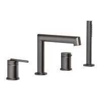 GESSI INGRANAGGIO смеситель для установки на борт ванны на 4 отверстия, с ручным душем, цвет Black Metal Brushed PVD - Gidratop.ru изображение