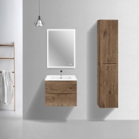 База под керамическую раковину Mia Slim 600 подвесная, 2 выкатных ящика soft close, V.Oak - Gidratop.ru изображение