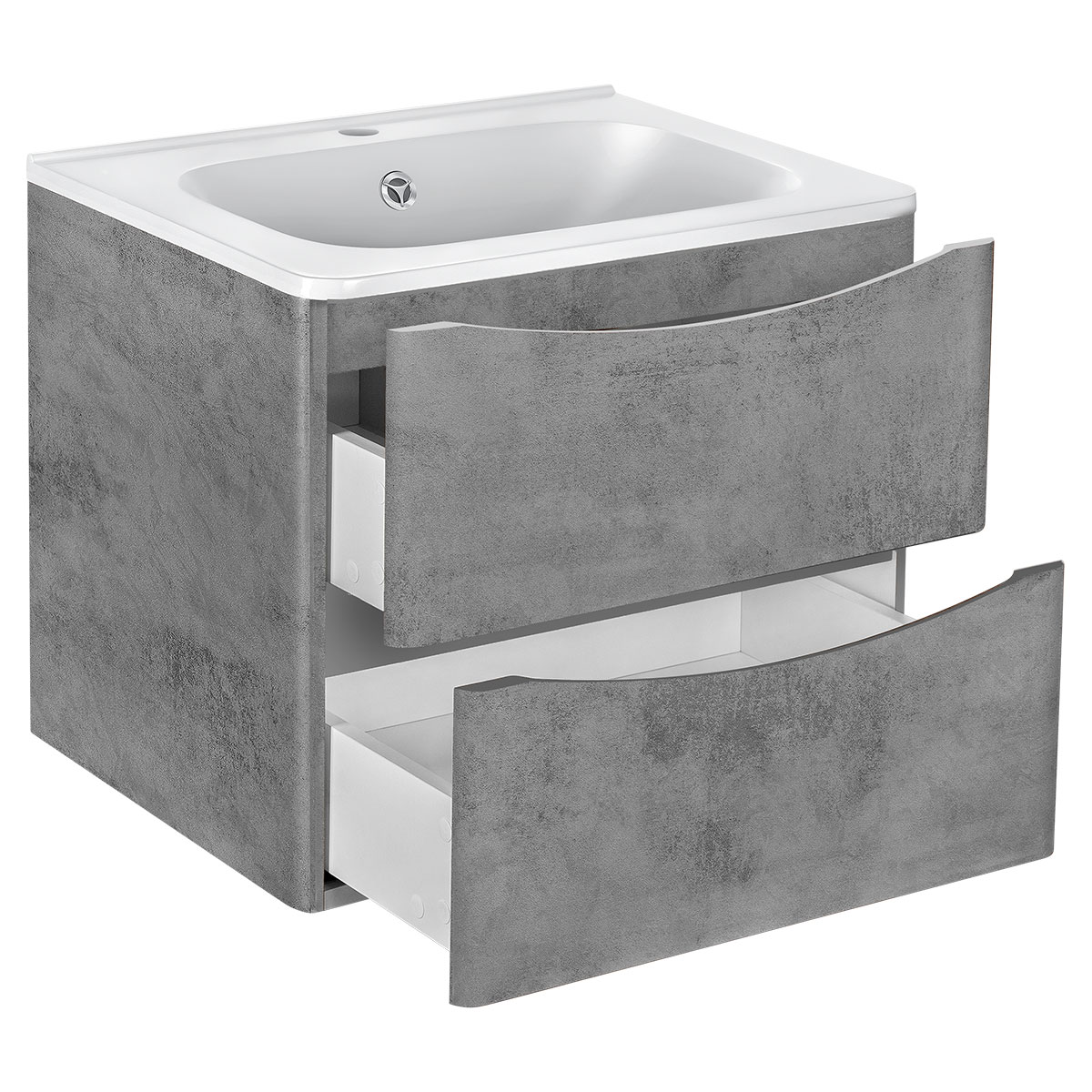 База под раковину Vico 600 подвесная, 2 выкатных ящика soft close, Beton - Gidratop.ru изображение
