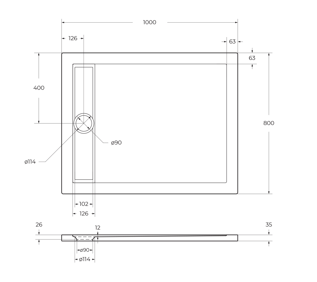 Акриловый поддон BelBagno TRAY-BB-DUE-A-100-4-W0 - Gidratop.ru изображение