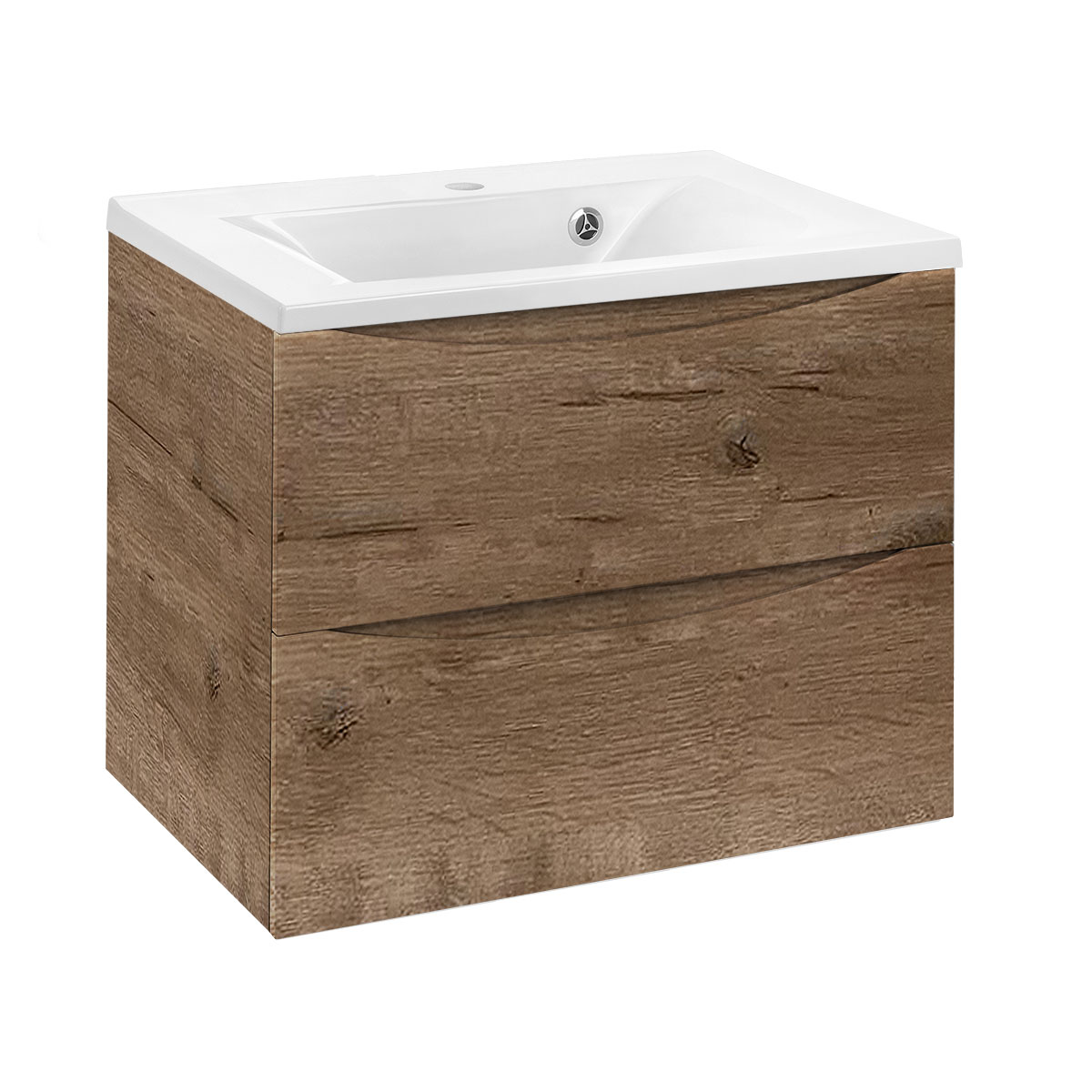 База под раковину Mia 650 подвесная, 2 выкатных ящика soft close, V.Oak - Gidratop.ru изображение