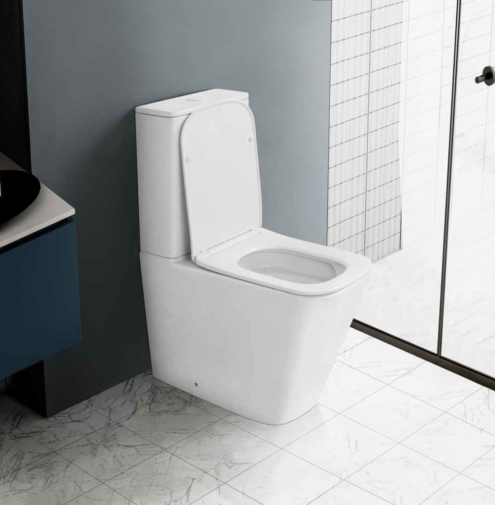 Унитаз ABBER Rechteck AC1210TMW компакт белый матовый, безободковый, смыв торнадо - Gidratop.ru изображение
