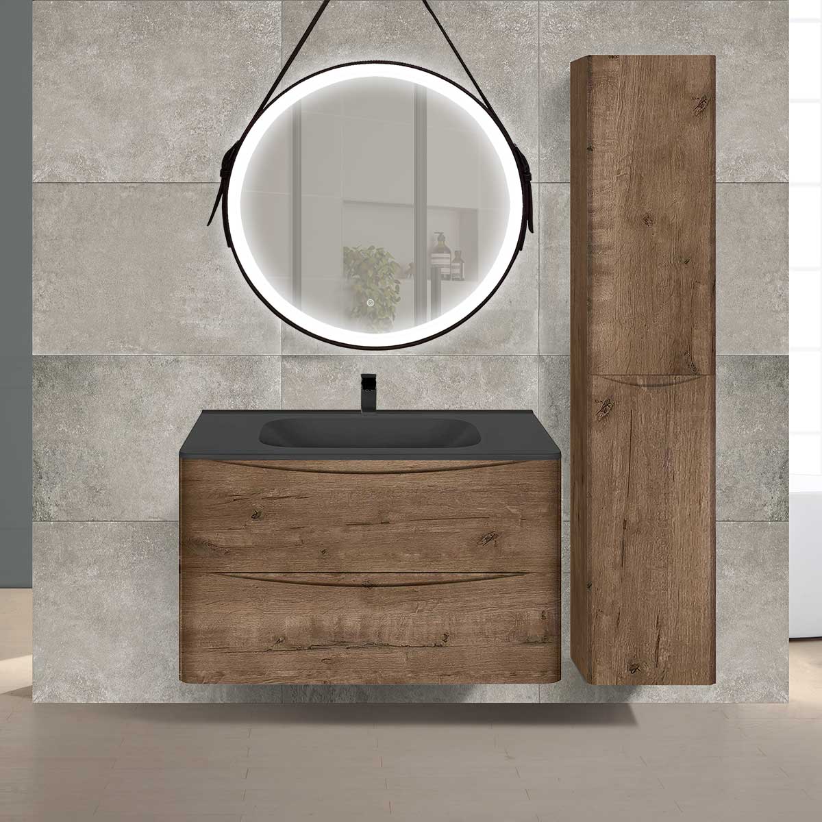 База под раковину Paola 800 подвесная, 2 выкатных ящика soft close, V.Oak - Gidratop.ru изображение