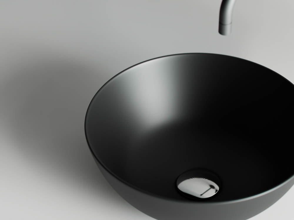 Умывальник чаша накладная круглая (цвет Черный Матовый) Element 358x358x155мм - Gidratop.ru изображение