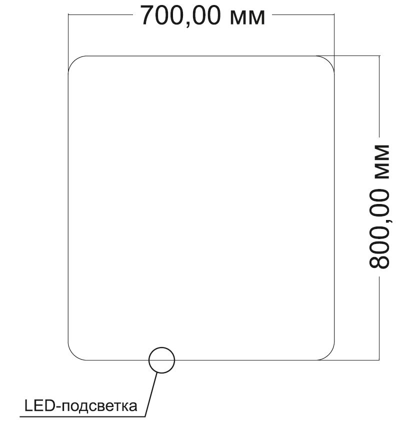 Зеркало LED VLM-3BE700-2 700х800 c сенсорным выключателем и диммером, антизапотевание - Gidratop.ru изображение