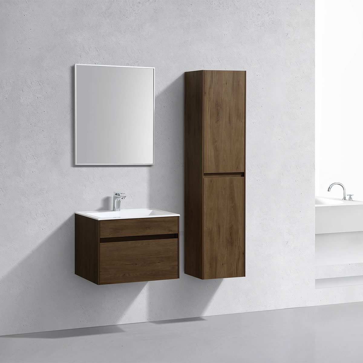 База под раковину Chiara 600 подвесная, 1 выкатной ящик soft-close, T.Oak - Gidratop.ru изображение