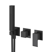 PORTA-VDM2-NOP Встраиваемый смеситель для ванны и душа однорычажный, на 3 выхода, в комплекте с ручным душем, исполнение черный матовый - Gidratop.ru изображение