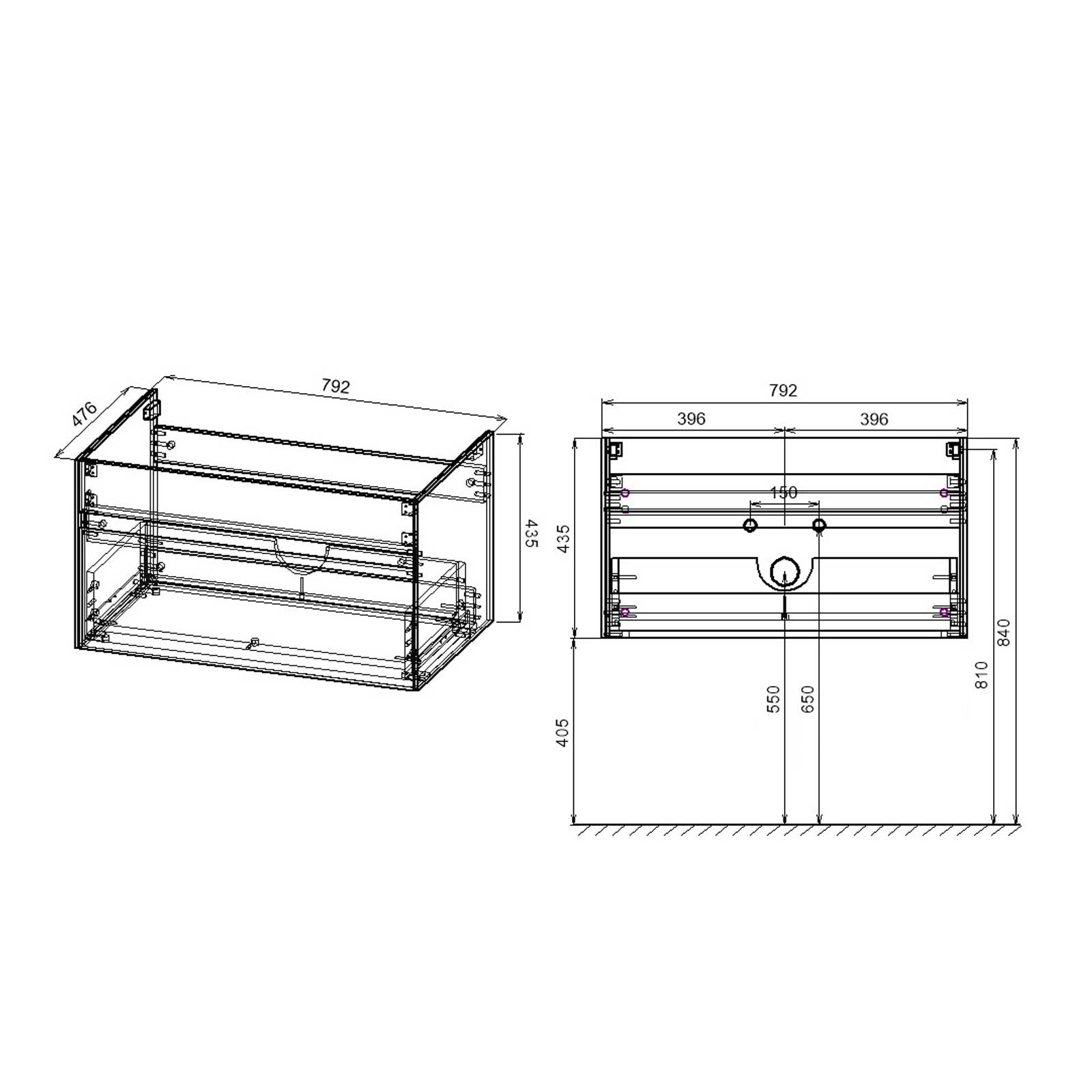 База под раковину Chiara 800 подвесная, 1 выкатной ящик soft-close, G.Stone - Gidratop.ru изображение