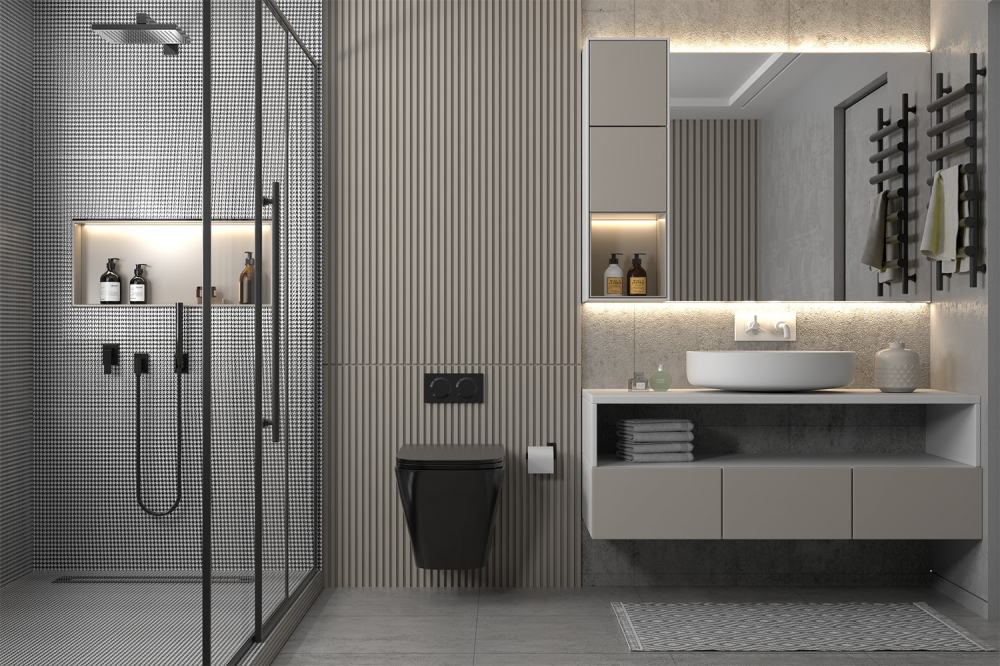 Комплект подвесной унитаз ABBER Rechteck AC1201MB черный матовый с инсталляцией AC0105 и кнопкой AC0120NG никель - Gidratop.ru изображение