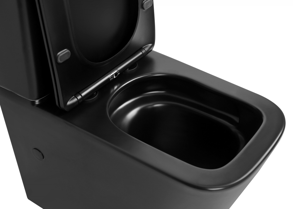 Унитаз ABBER Rechteck AC1210TMB компакт черный матовый, безободковый, смыв торнадо - Gidratop.ru изображение