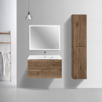 База под керамическую раковину Mia Slim 900 подвесная, 2 выкатных ящика soft close, V.Oak - Gidratop.ru изображение