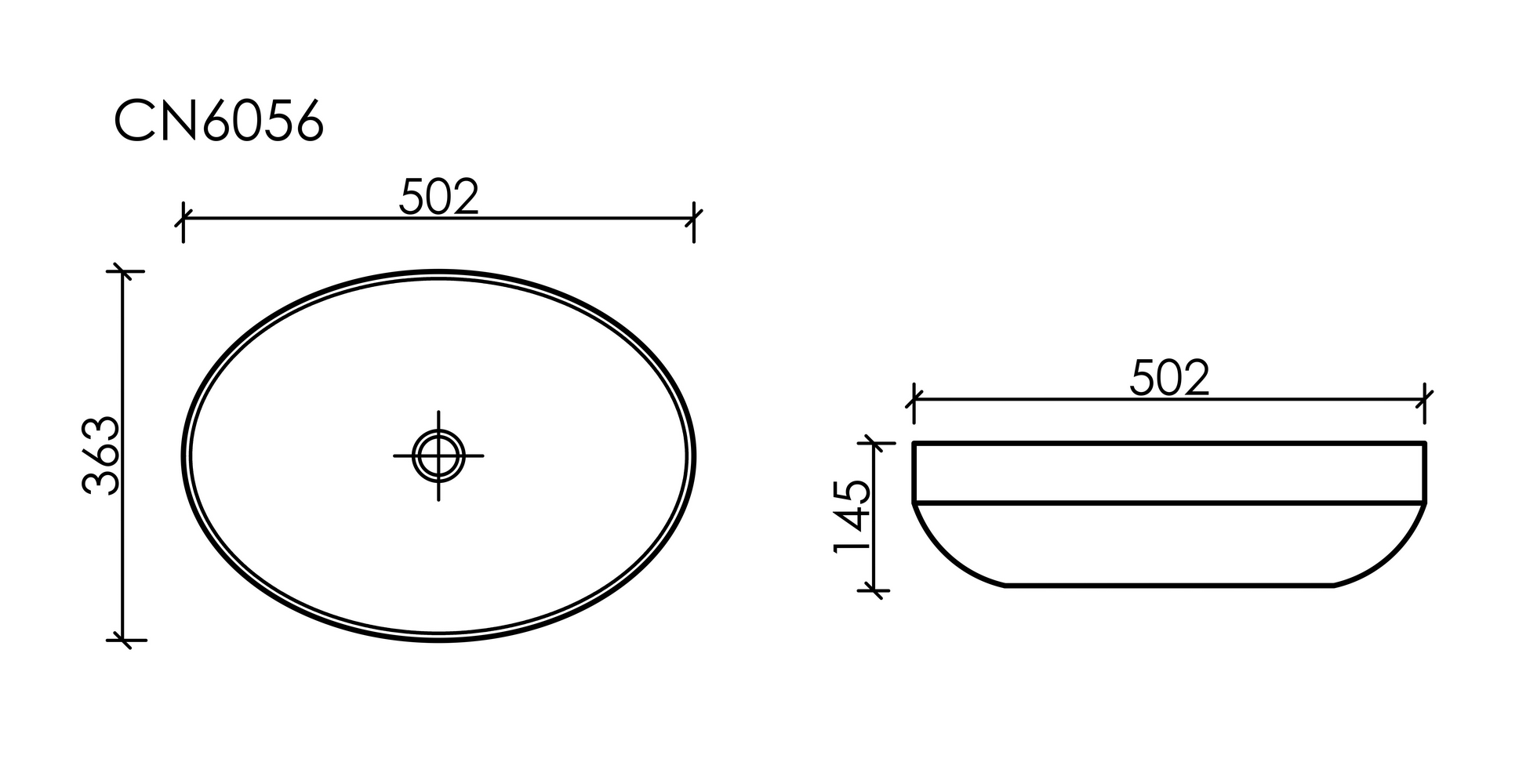 Умывальник чаша накладная овальная (цвет Белый Матовый) Element 502x363x145мм - Gidratop.ru изображение