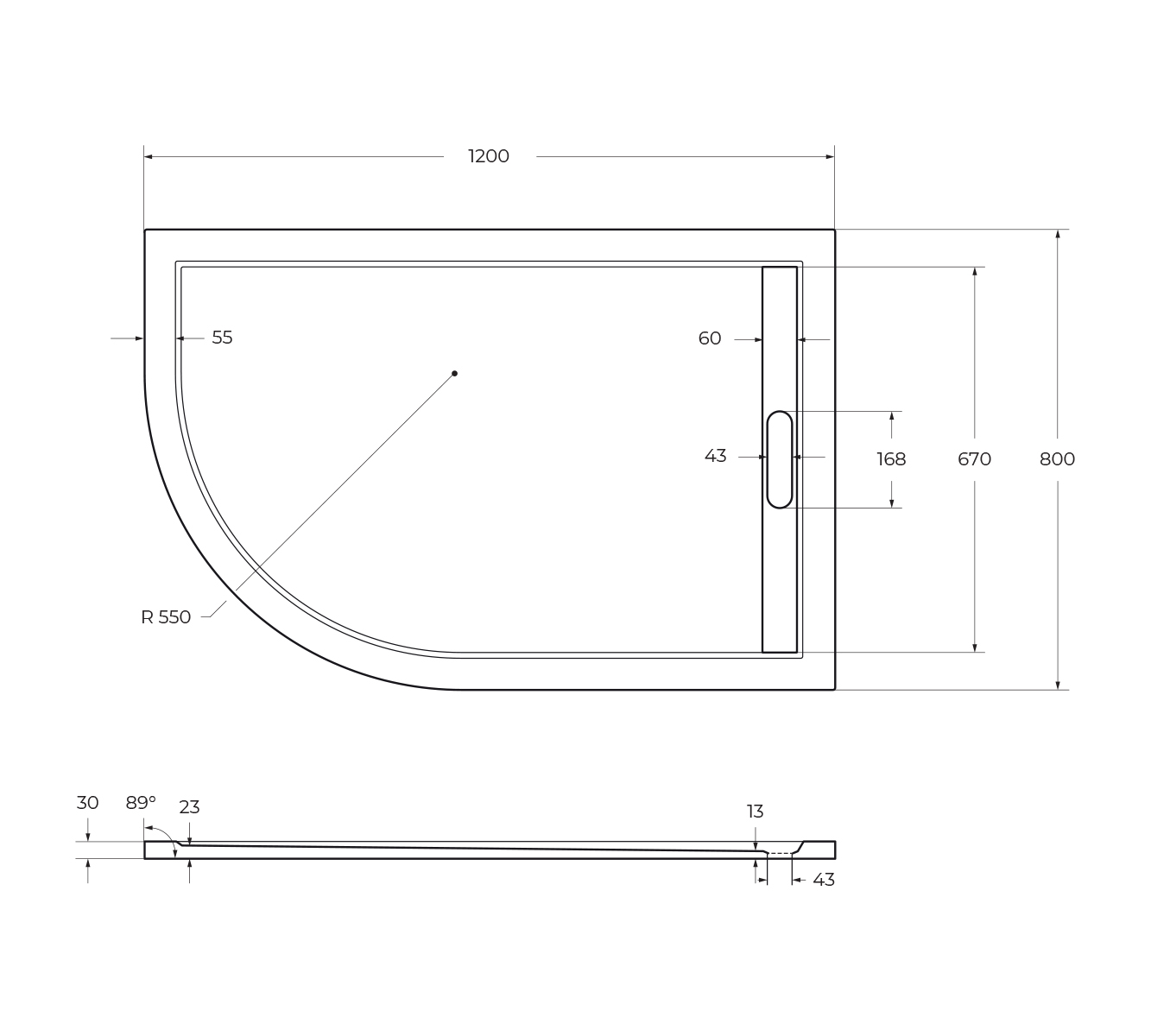 Поддон из искусственного мрамора CEZARES TRAY-AS-RH-120/80-30-W-R - Gidratop.ru изображение