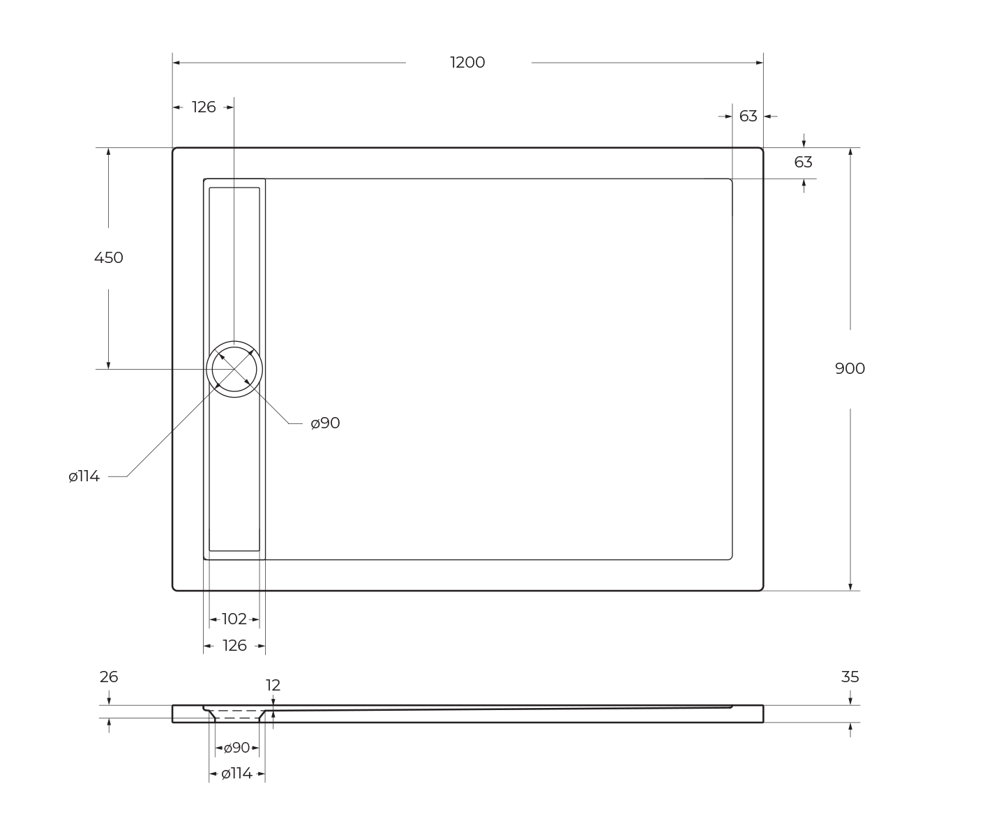 Акриловый поддон BelBagno TRAY-BB-DUE-AH-120/90-4-W0 - Gidratop.ru изображение