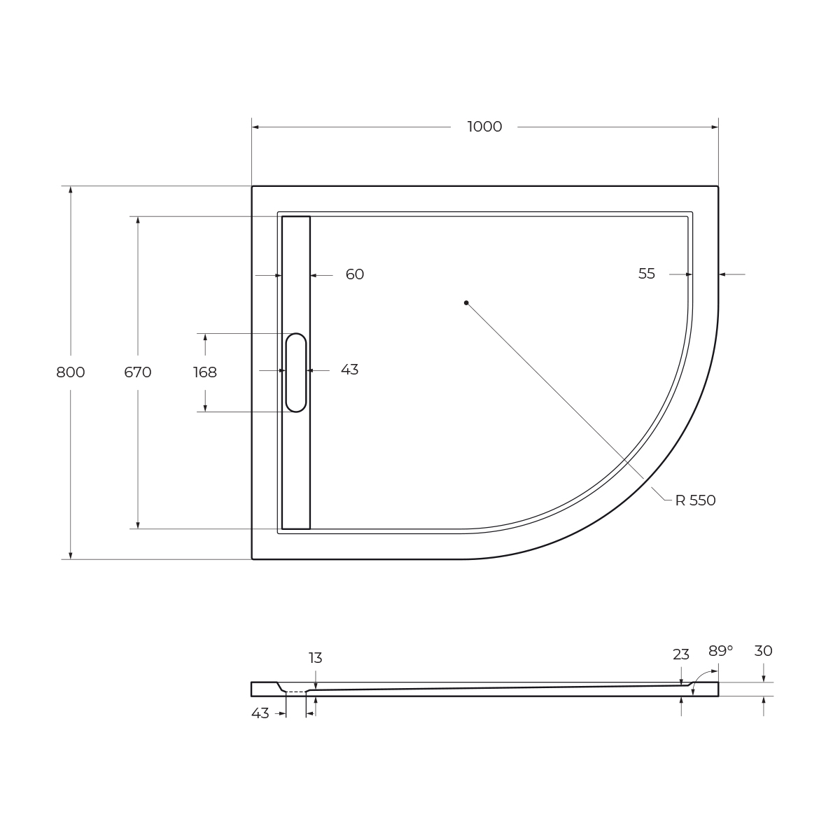 Поддон из искусственного мрамора CEZARES TRAY-AS-RH-100/80-30-W-L - Gidratop.ru изображение