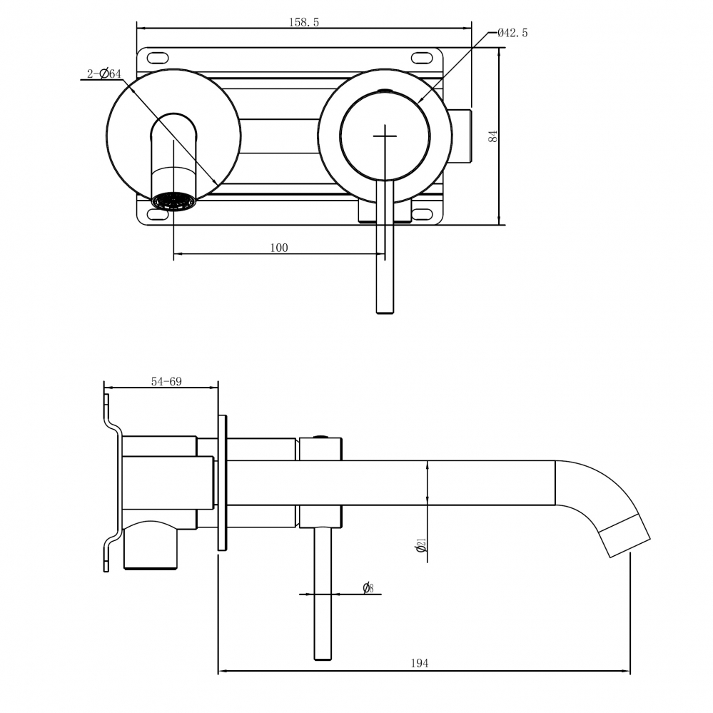Смеситель ABBER Wasser Kreis 316 AF8112BG-M для раковины скрытого монтажа, золото брашированное - Gidratop.ru изображение