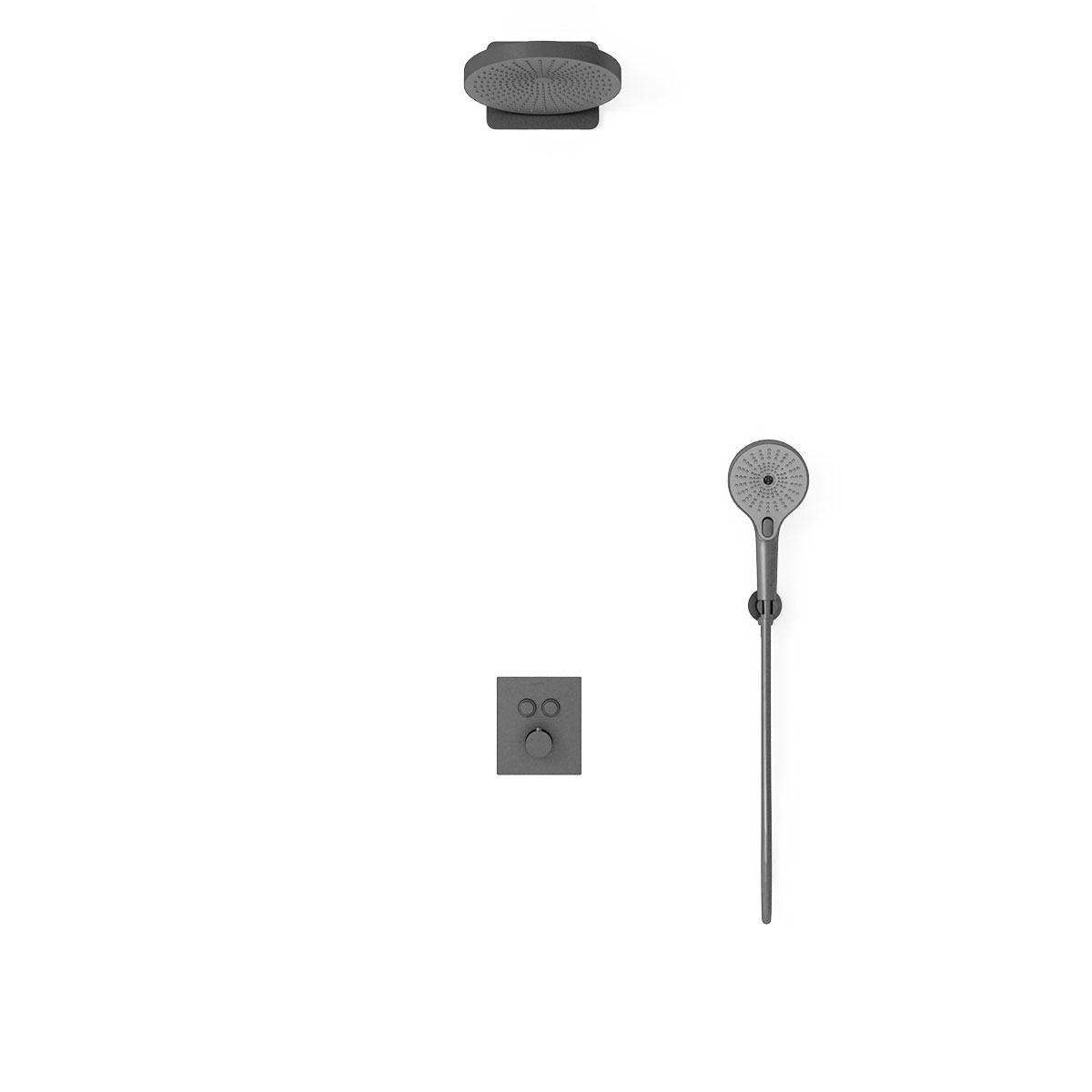 Душевой комплект Inspire VSFW-3I21T1GM встраиваемый, термостатический, 2 режима, вороненая сталь - Gidratop.ru изображение
