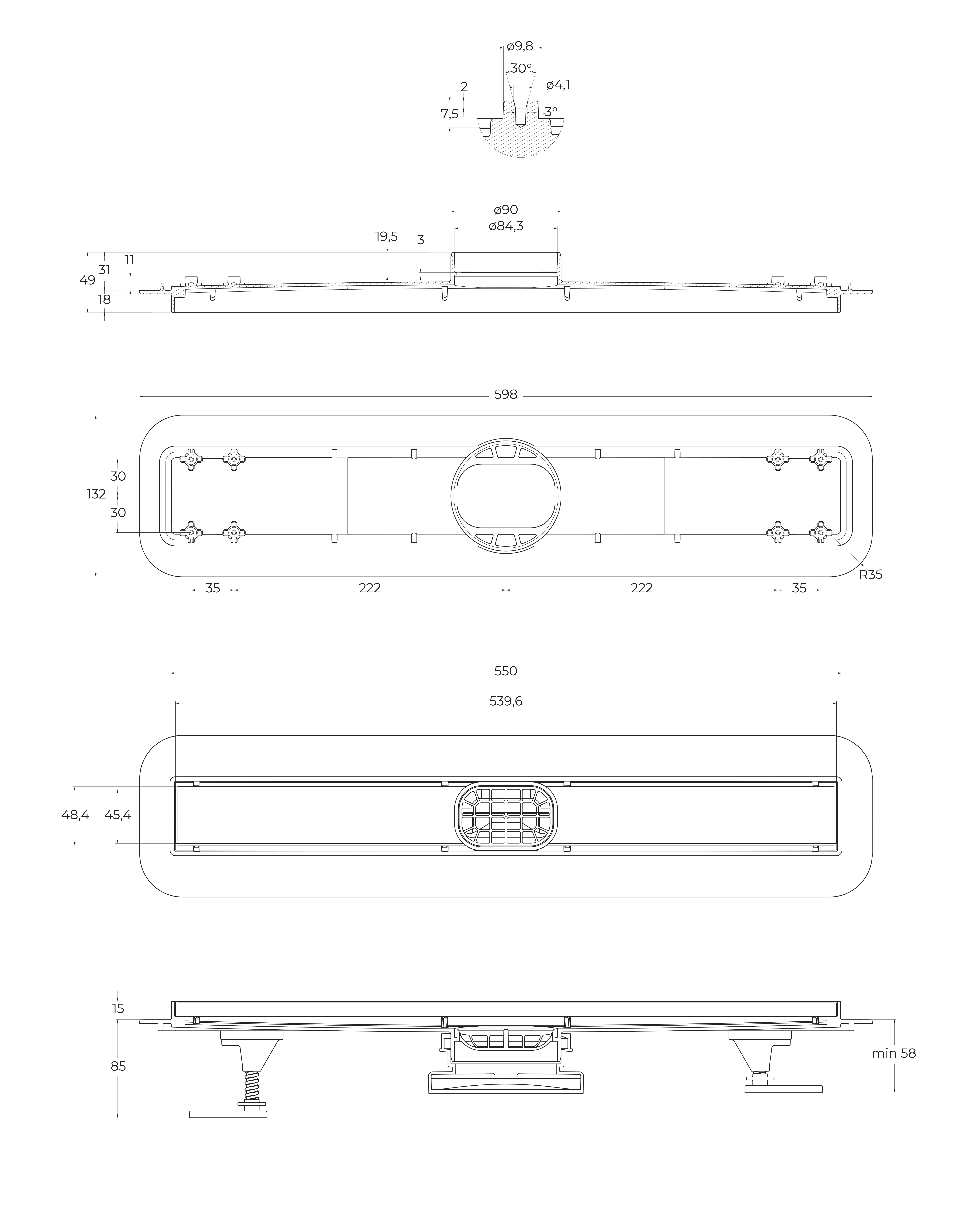 Душевой лоток BelBagno BB-LD-LUCE-60-CR - Gidratop.ru изображение