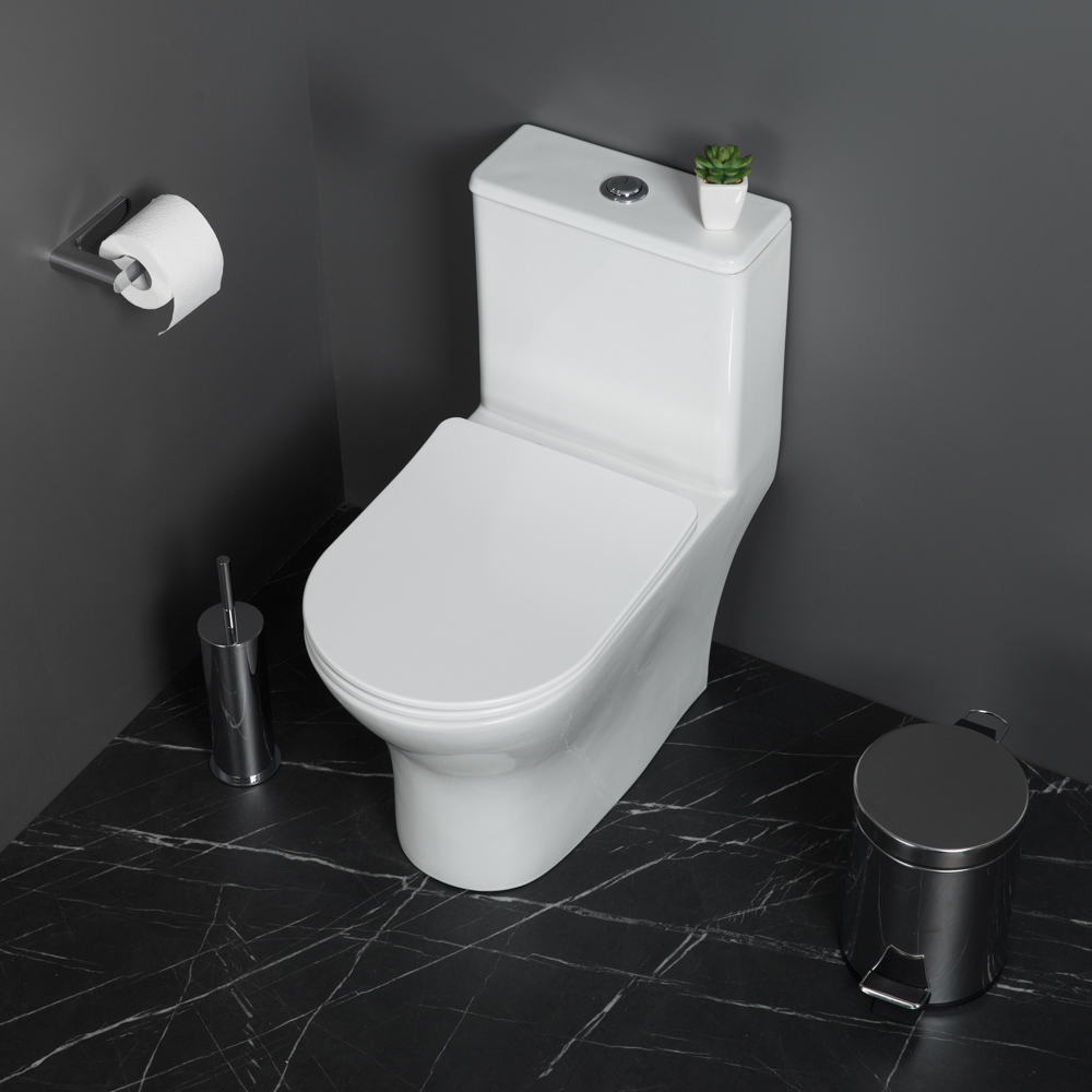 LOUNGE Унитаз-моноблок с сиденьем дюропласт soft close, P-trap BB8618CPR-MN/SC - Gidratop.ru изображение