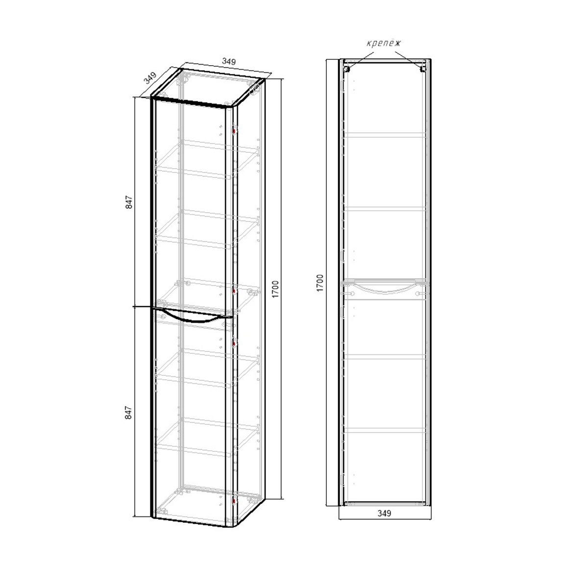 Шкаф Paola VSC-2P170BT-L подвесной, 1700*350*350, Beton, левый - Gidratop.ru изображение