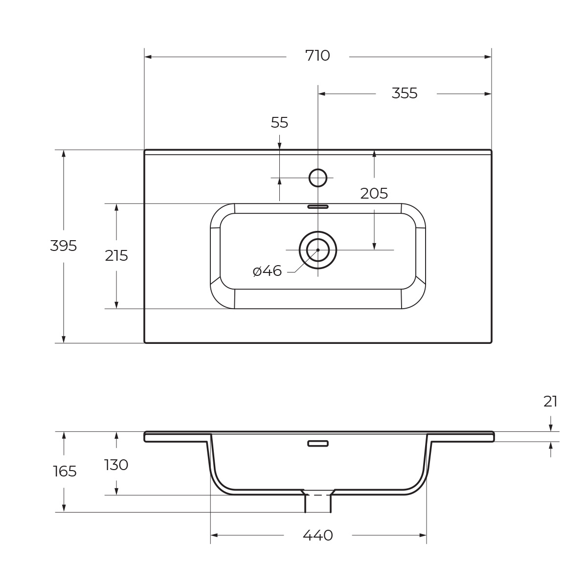 Керамическая раковина BB700/390ETL, 710x390x170 - Gidratop.ru изображение
