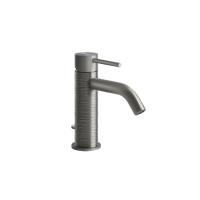 GESSI 316 смеситель для раковины на 1 отверстие, с донным клапаном, излив 123мм, цвет: steel brushed