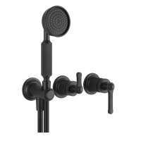 GESSI VENTI20 смеситель встраиваемый, однорычажный, с переключателем на 2 положения, с ручным душем и шлангом 1500 мм., внешняя часть, цвет черный мат - Gidratop.ru изображение