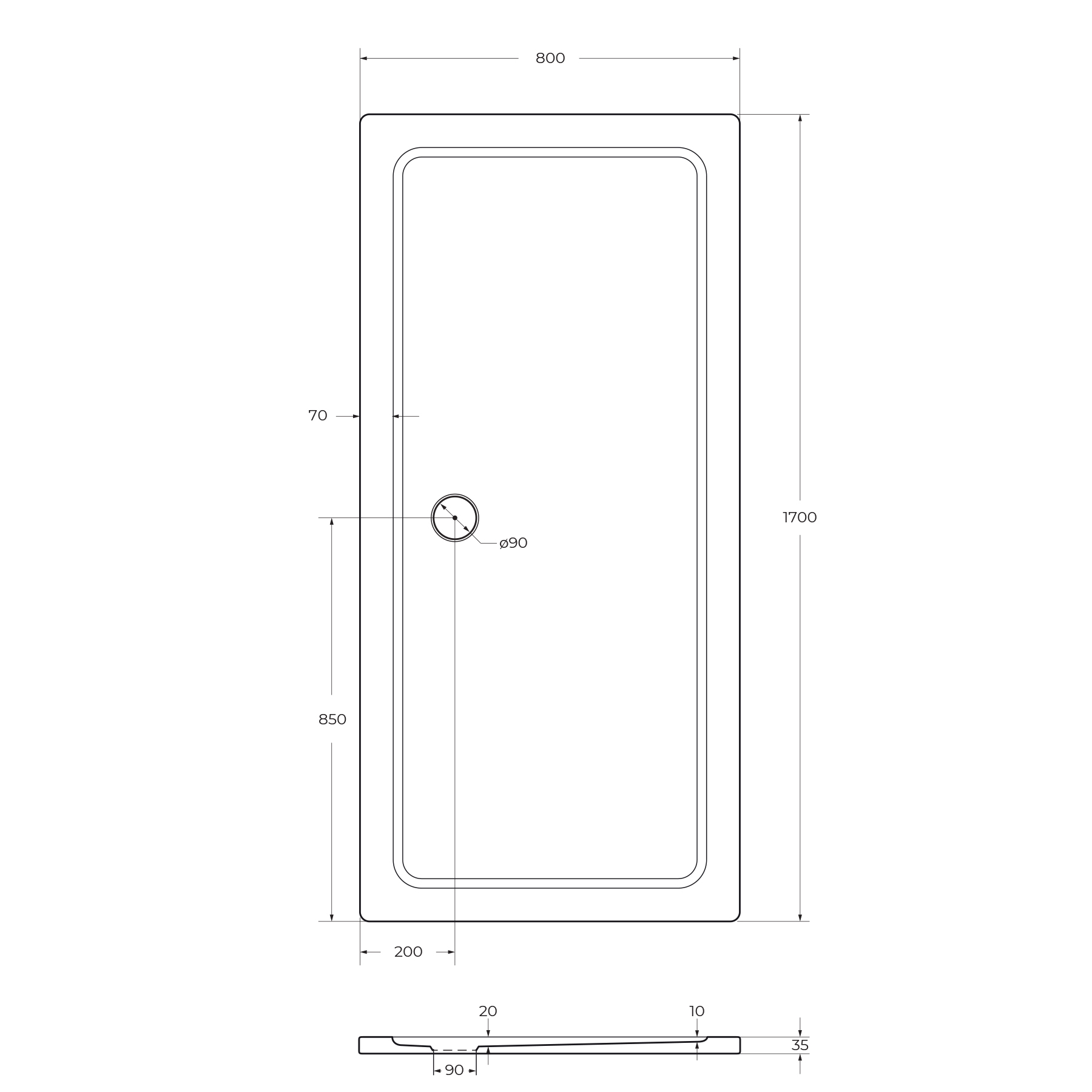 Поддон SMC CEZARES TRAY-M-AH-170/80-35-W - Gidratop.ru изображение