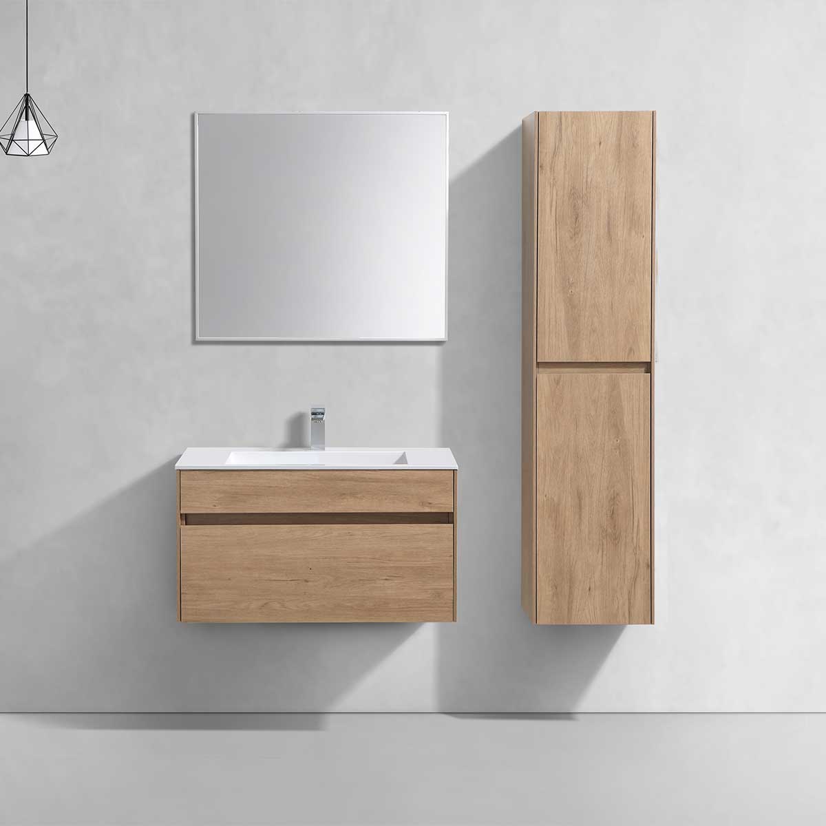 База под раковину Chiara 800 подвесная, 1 выкатной ящик soft-close, N.Oak - Gidratop.ru изображение