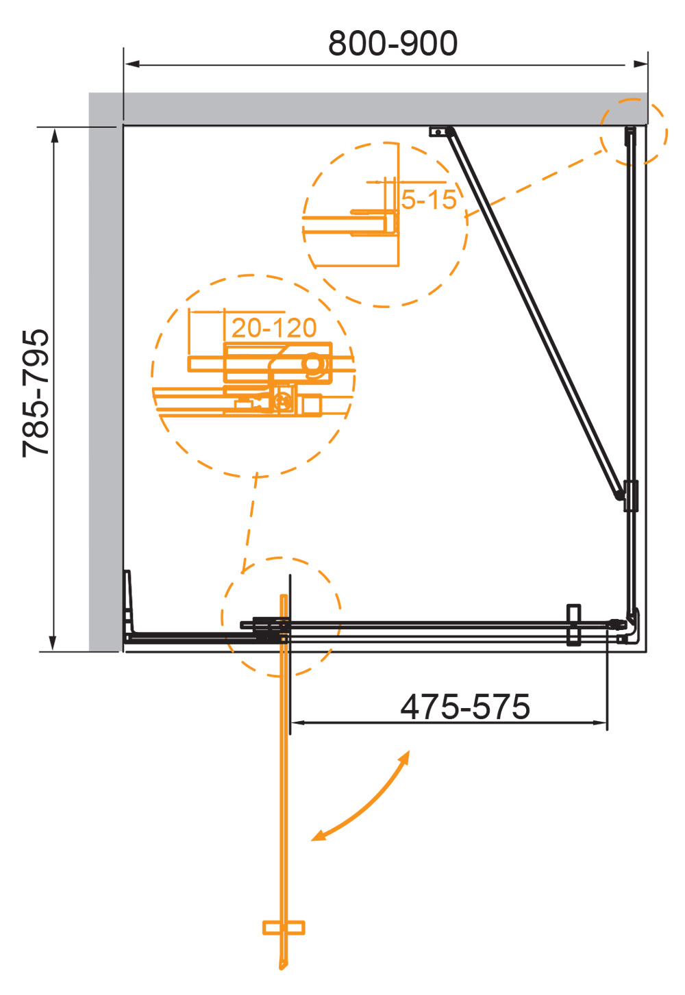Душевой уголок CEZARES SLIDER-AH-1-80-80/90-BR-Cr - Gidratop.ru изображение