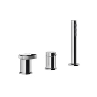 Gessi Anello смеситель для ванны на 3 отверстия, девиатор, шланг, лейка. Наполнение через слив-перелив, цвет: хром - Gidratop.ru изображение