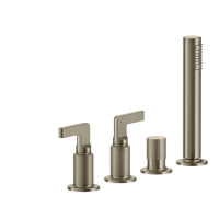 GESSI INCISO смеситель для ванны на 4 отверстия для наполнения через слив-перелив, переключатель, с ручным душем, цвет: finox - Gidratop.ru изображение