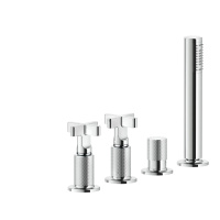 GESSI INCISO смеситель для ванны на 4 отверстия для наполнения через слив-перелив, переключатель, с ручным душем, цвет: хром - Gidratop.ru изображение