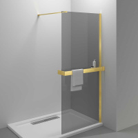 Душевая перегородка Walk-In HR VSW-4HR800CGG, 800*2000, брашированное золото, стекло тонированное - Gidratop.ru изображение