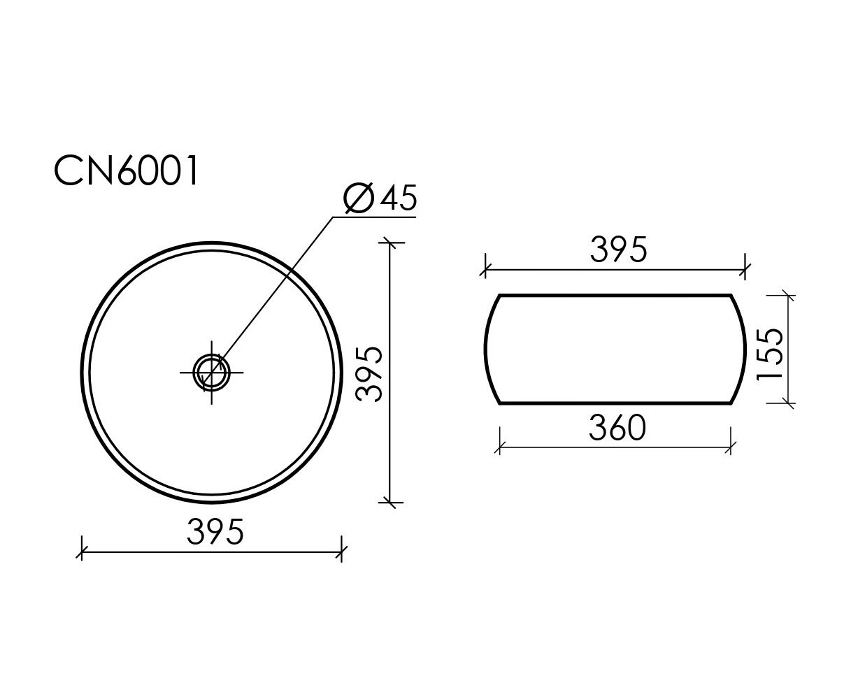 Умывальник чаша накладная круглая  Element 395x395x155мм - Gidratop.ru изображение