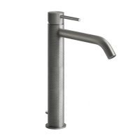 GESSI 316 смеситель для раковины на 1 отверстие, высокий, h=305мм, с донным клапаном, излив 156мм, цвет: steel brushed