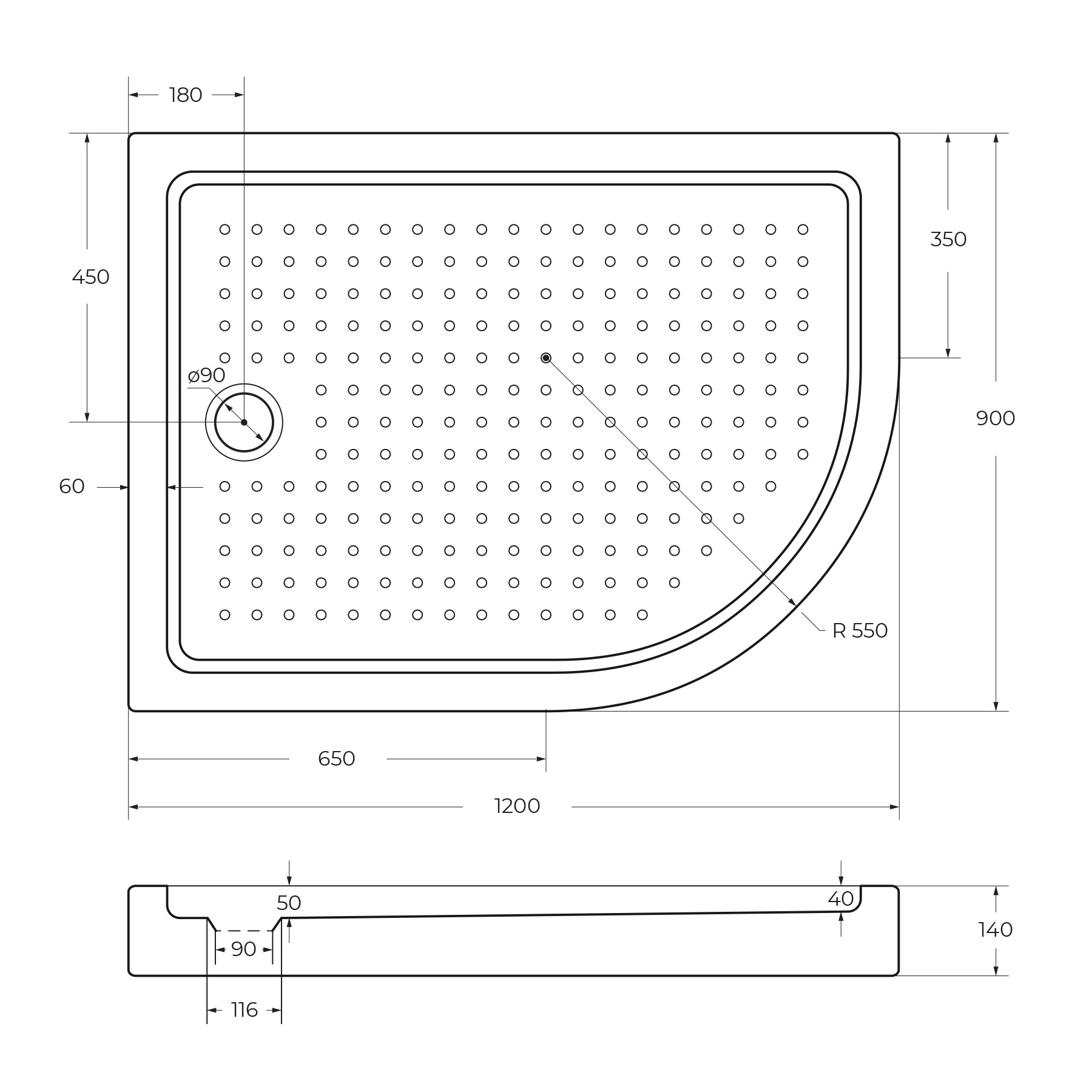акриловый поддон CEZARES TRAY-A-RH-120/90-55-15-W-L - Gidratop.ru изображение