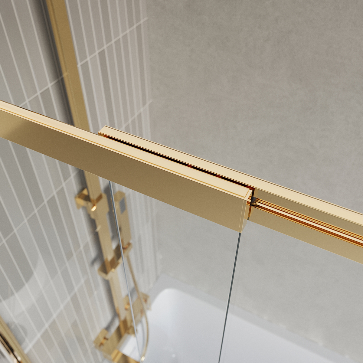 Душевая шторка на ванну BelBagno LUCE-VF-11-90/145-C-ORO - Gidratop.ru изображение