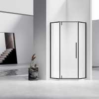 Душевой уголок Slim-N VSP-4SN100CLB, 1000*1000, черный, стекло прозрачное - Gidratop.ru изображение