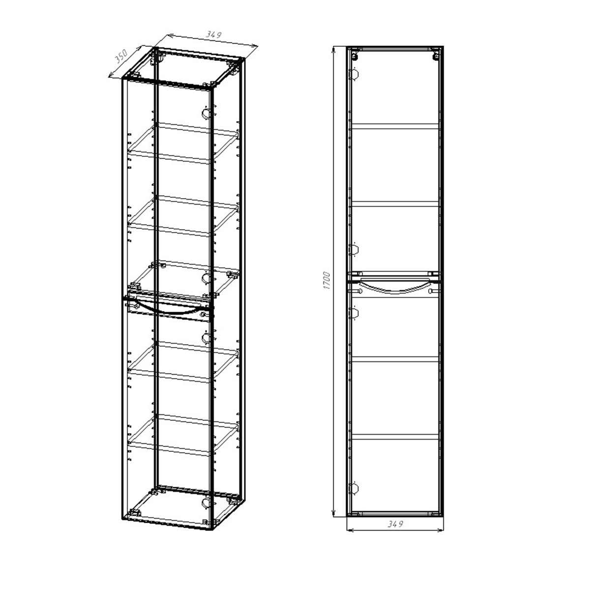 Шкаф Mia VSC-2M170RW-R подвесной, 1700*350*350, R.Wood, правый - Gidratop.ru изображение