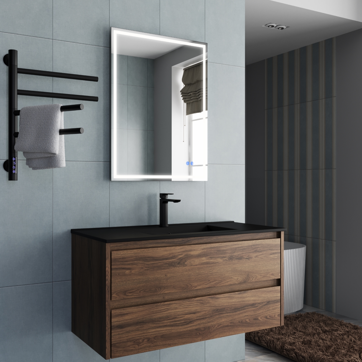 База под раковину Gio 1000 подвесная, 2 выкатных ящика soft-close, C.Oak - Gidratop.ru изображение