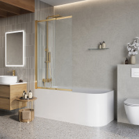 Душевая шторка на ванну BelBagno LUCE-VF-11-90/145-C-ORO - Gidratop.ru изображение